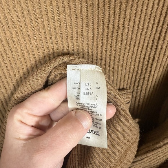 Free People Juicy Light Brown Ribbed Knit Cowl Neck Sweater Camel Small - Picture 12 of 15